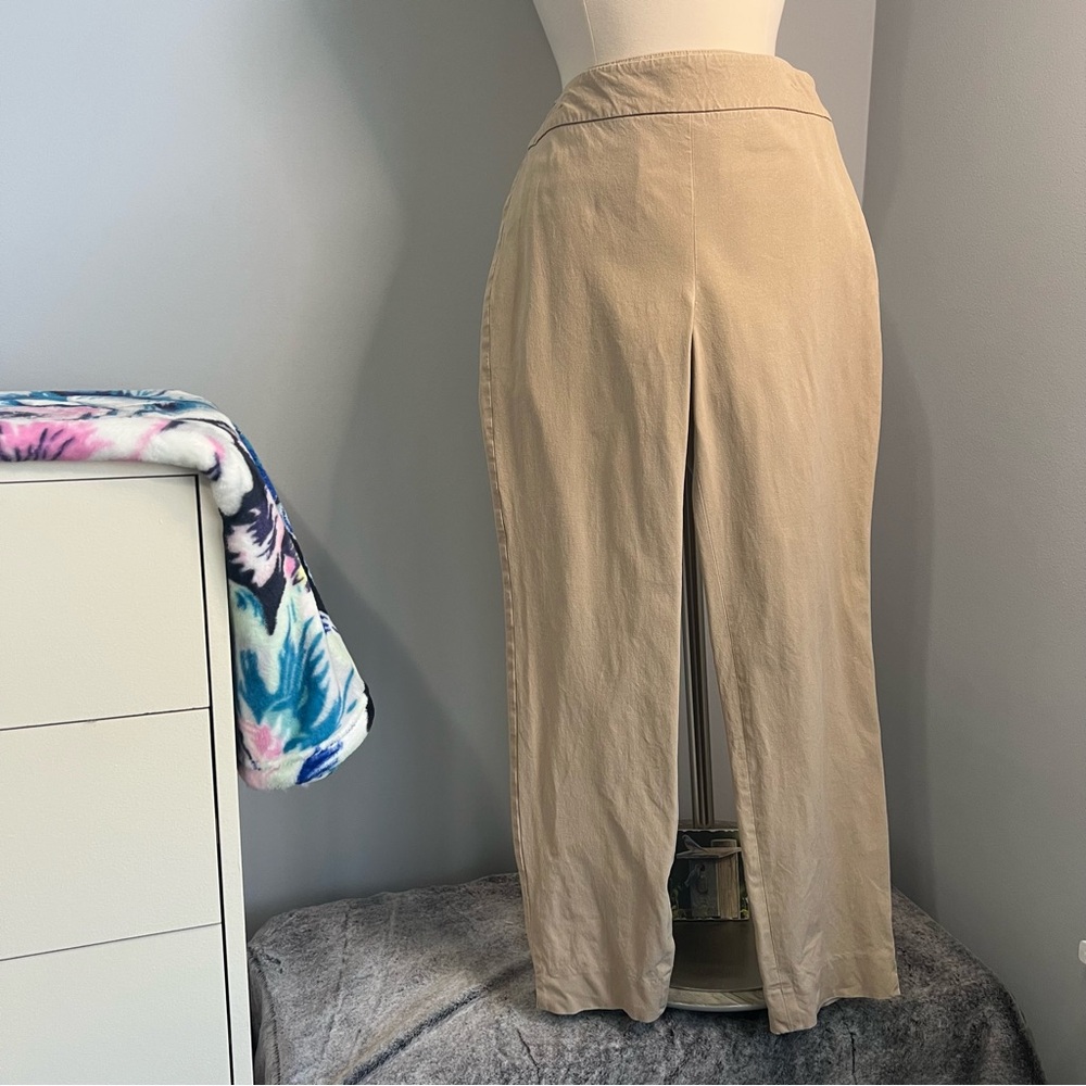 Talbots Chatham Ankle Pants Women's Size 8 Khaki Tan Trousers Side Zipper